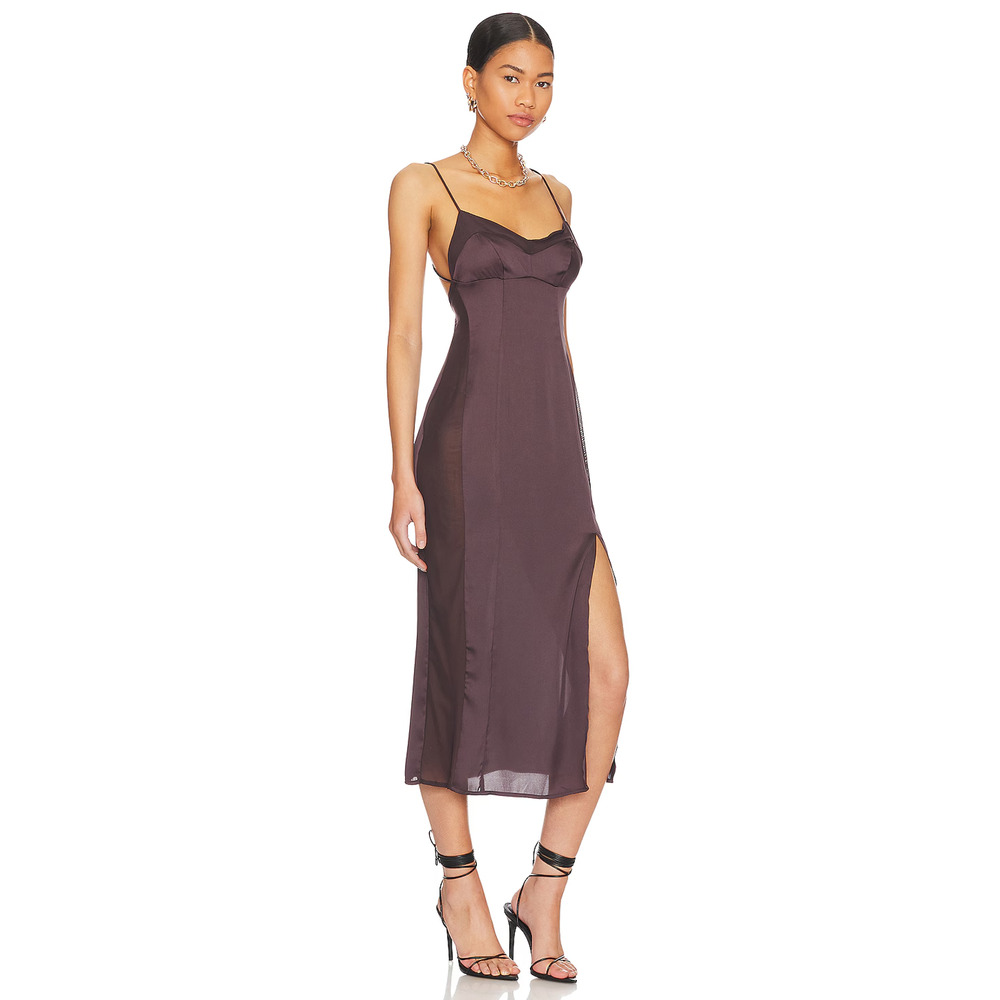 Free People NWOT Chocolate X Intimately FP City Cool Midi Slip Dress Size L - Picture 4 of 7